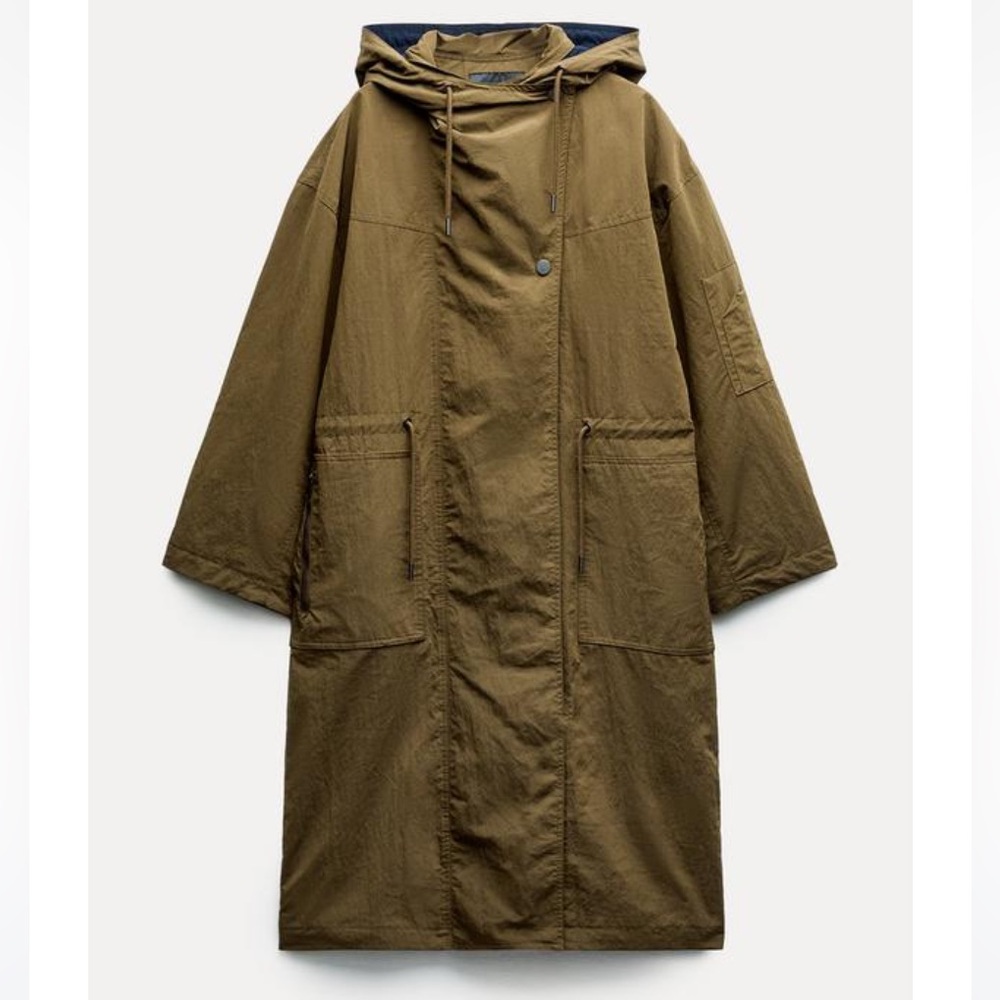 Zara Women’s Dual-Tone Raincoat in Mustard & Black Size-Large NWT